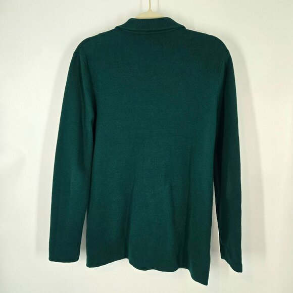 J. Crew Factory Green Knit Sweater Blazer Jacket Cotton Women's Size Medium - Picture 7 of 10